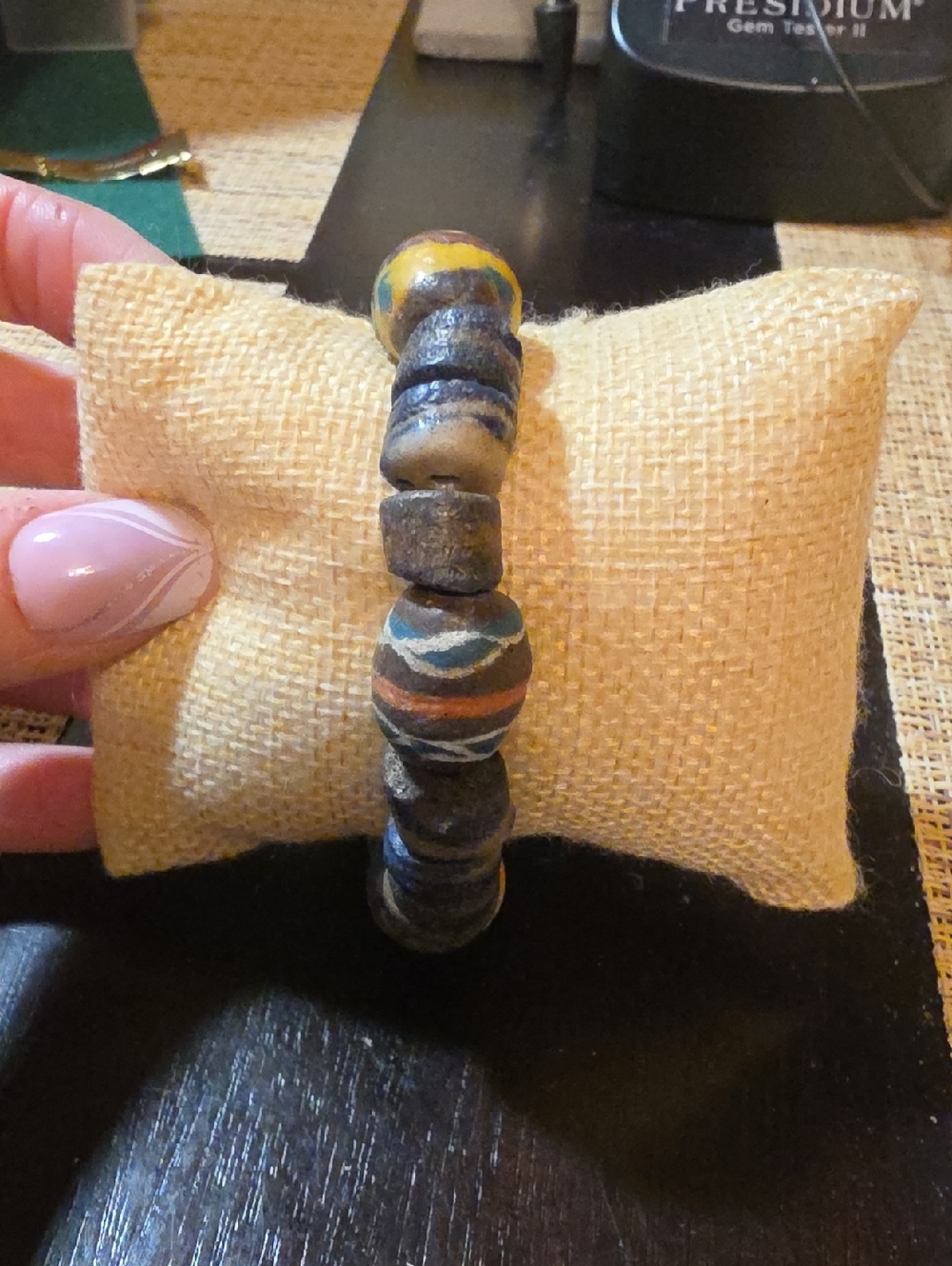 African Trade Glass Bead Stretch Bracelet - Multicolor